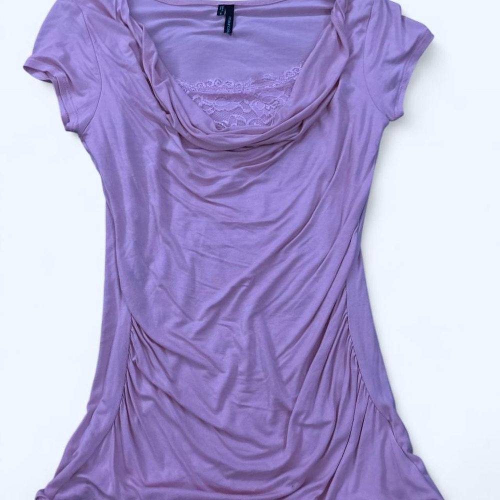 Maurices Light Pink Cowl Neck Short Sleeve Top